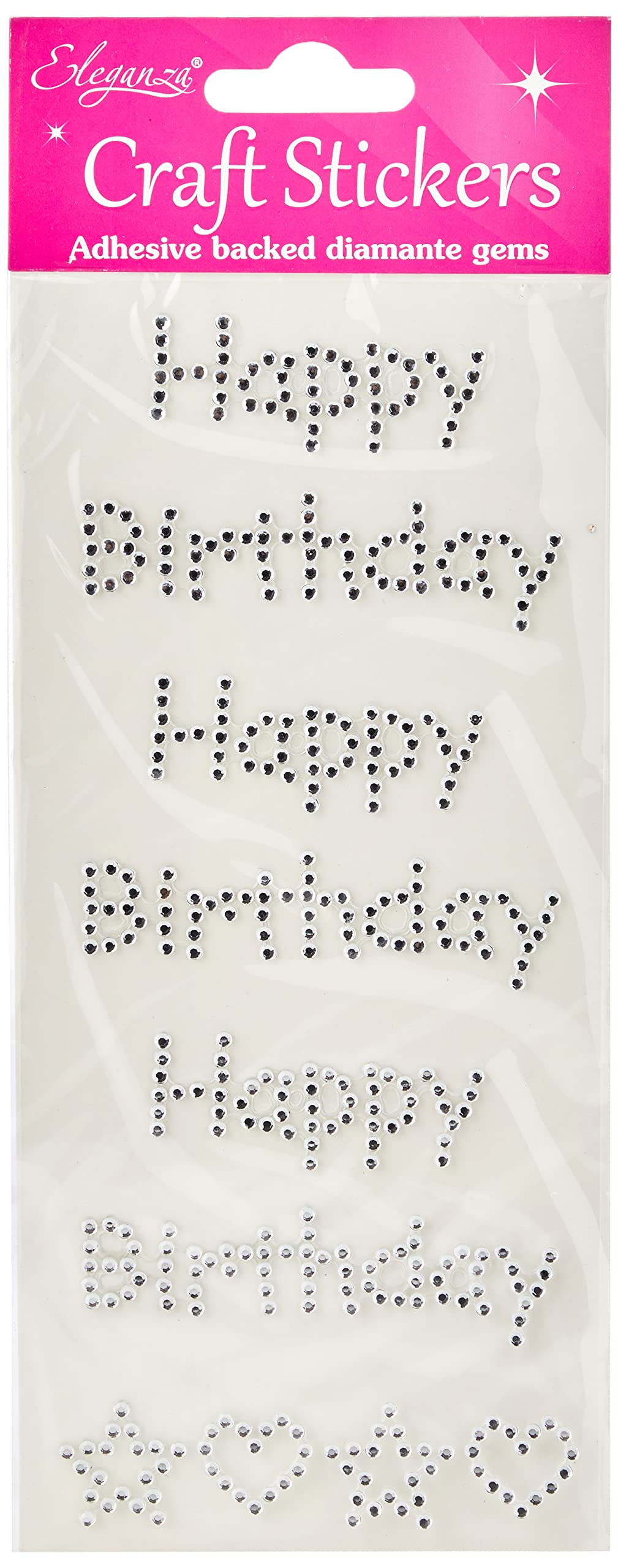 Eleganza Transparent Happy Birthday Stickers, One Size