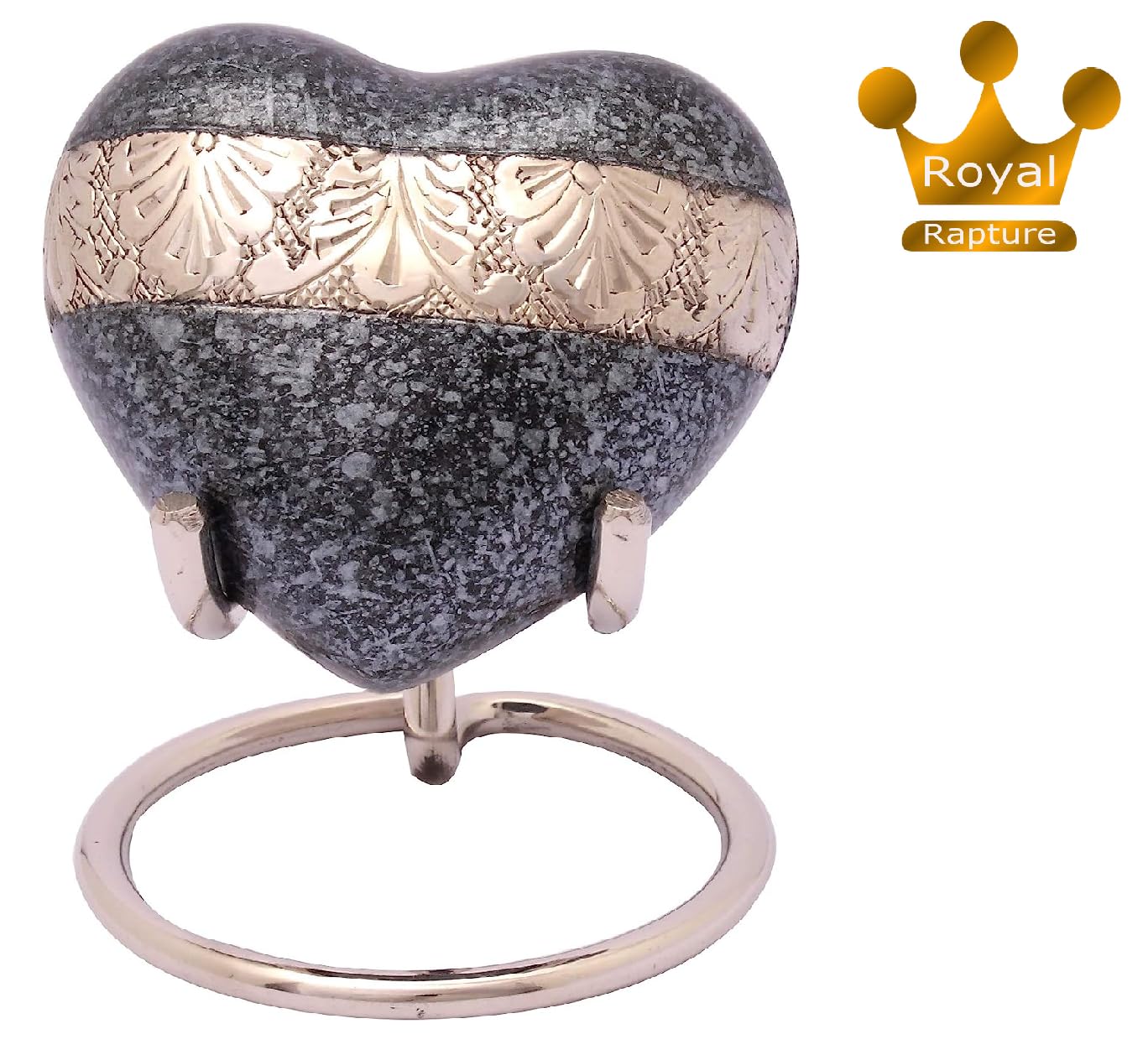 Royal Rapture Urn for Ashes Funeral Memorial Cremation Keepsake Love Urns Decorative Brass Heart with Stand (Silver Grey, 3") RHM03-09 - Image 2