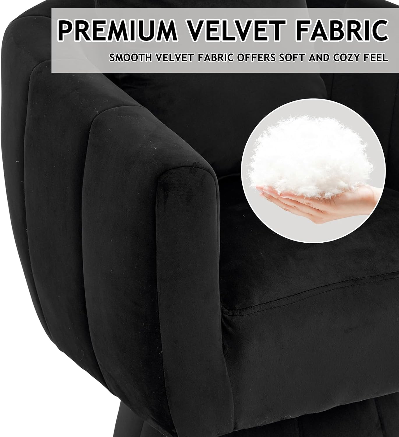 360°Swivel Accent Chair,Modern Velvet Barrel Accent Chair with Fluffy Cushions,Comfy Wide Upholstered,Accent Chairs for Home Sofa Living Room/Bedroom/Lounge