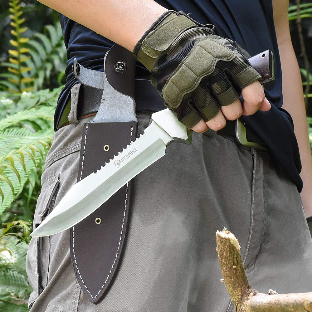 NedFoss Hunting Knife, 13'' Fixed Blade Bushcraft Knife with Sheath, 7