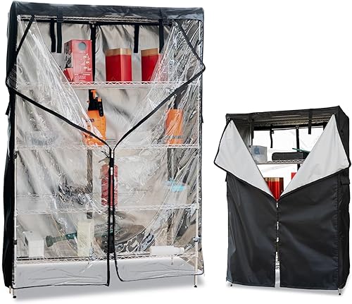 Aacabo Cubierta de estante impermeable, cubierta de unidad de almacenamiento a prueba de polvo, cubierta protectora con cremallera, se adapta a