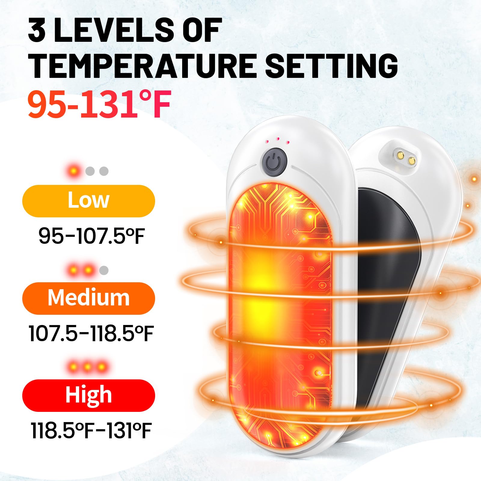 Hand Warmers Rechargeable 2 Pack Electric Hand Warmers with Charging Case, 14000mAh Pocket-Sized Hands Heaters, Winter Skating Camping Hunting Accessories, for Men Women (Grey)