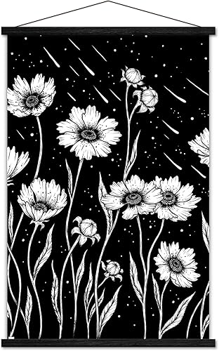 Trends International Episodic Drawing - Midnight Golden Waves Wall Poster with Magnetic Frame