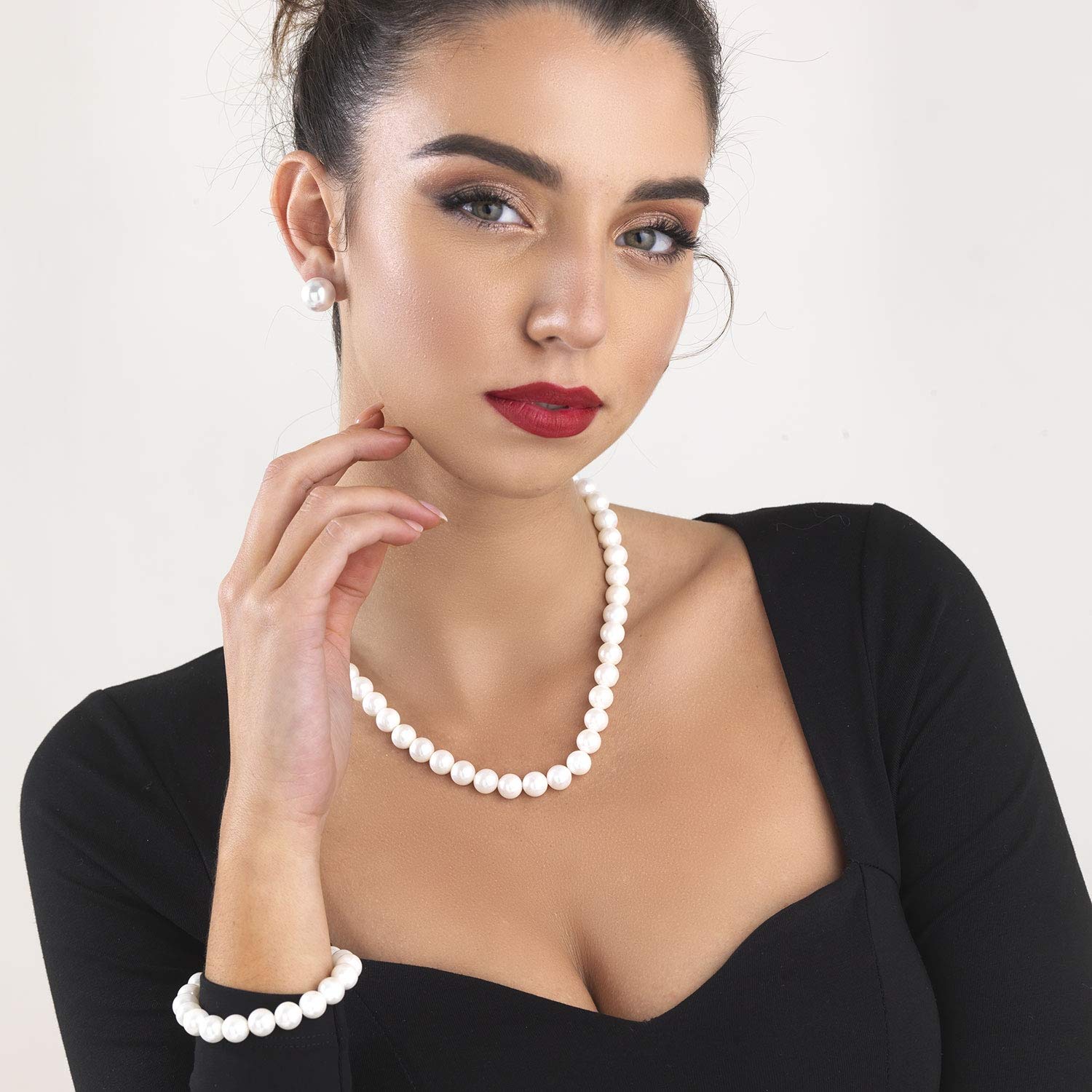 inSCINTILLE Pendientes de Perla con Cierre Mariposa – Plata de Ley 925 con Baño de Rodio – Mujer Hombre Niña – Estuche de Regalo Incluido