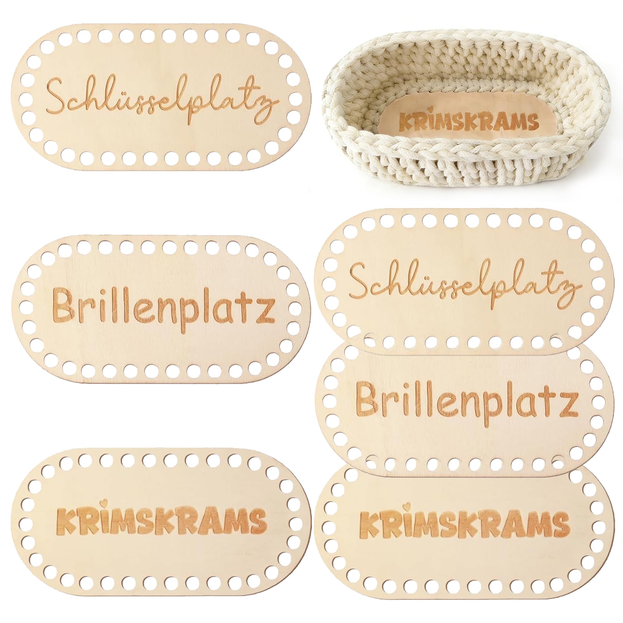 QACUU 6PCS Holzboden Für Häkelkorb Set, Korbboden Zum Häkeln