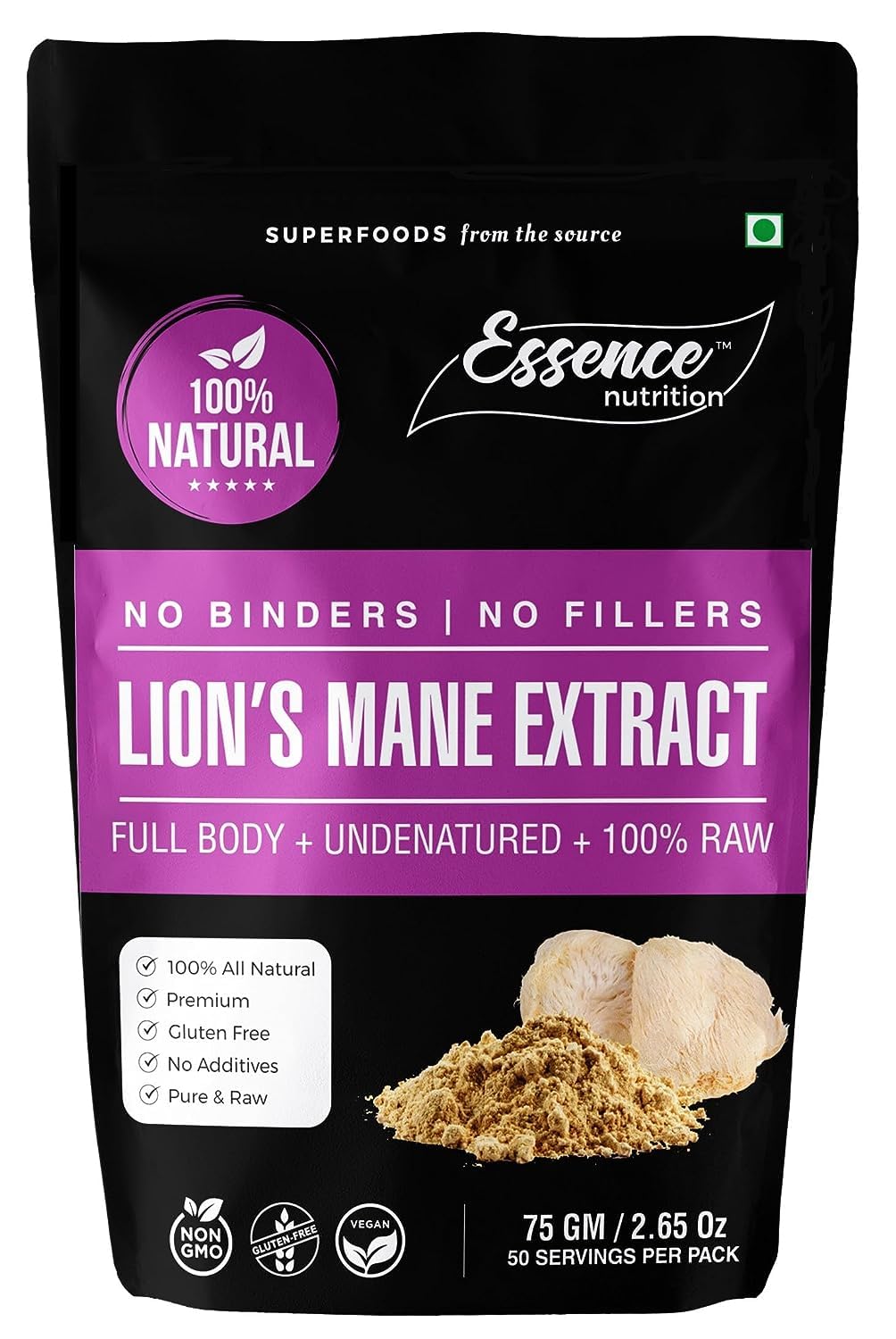 Essence Nutrition Lions Mane Mushroom Extract Powder (150 gm) - Lab Tested, Pure High Beta Glucan & Polysaccharides Mushroom Supplement - Most Potent Imported Supplement- Add to Mushroom Coffee (B0CGDTQ5S4) Amazon Price History, Amazon Price Tracker