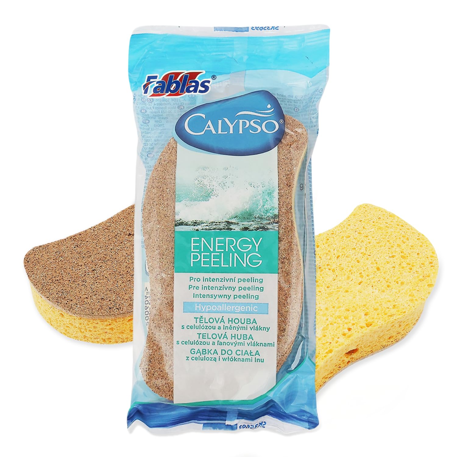 Calypso Energy Peeling- Dual action Nut Shell Coated Cellulose Bathing Sponge For Men and women 1 PC assorted colour