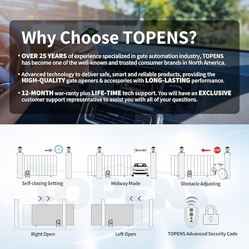 Miniatura 4 de TOPENS BK800 - Abridor automático de puerta corredera con correa fuerte, accionamiento silencioso, motor de puerta eléctrica para puerta deslizante