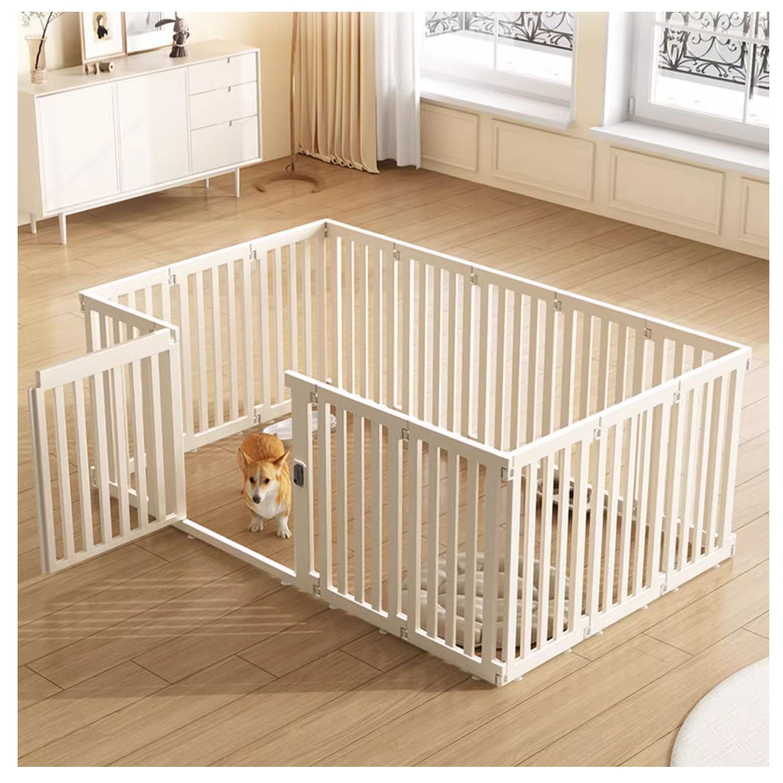 Recinto for Cani in plastica,Box for Cuccioli,Box for Cani di Piccola Taglia,Gabbia for Cani di Piccola Taglia,Facile da Montare,Gabbia for Cani di Taglia Media(B- 14 Panels+2 Doors)