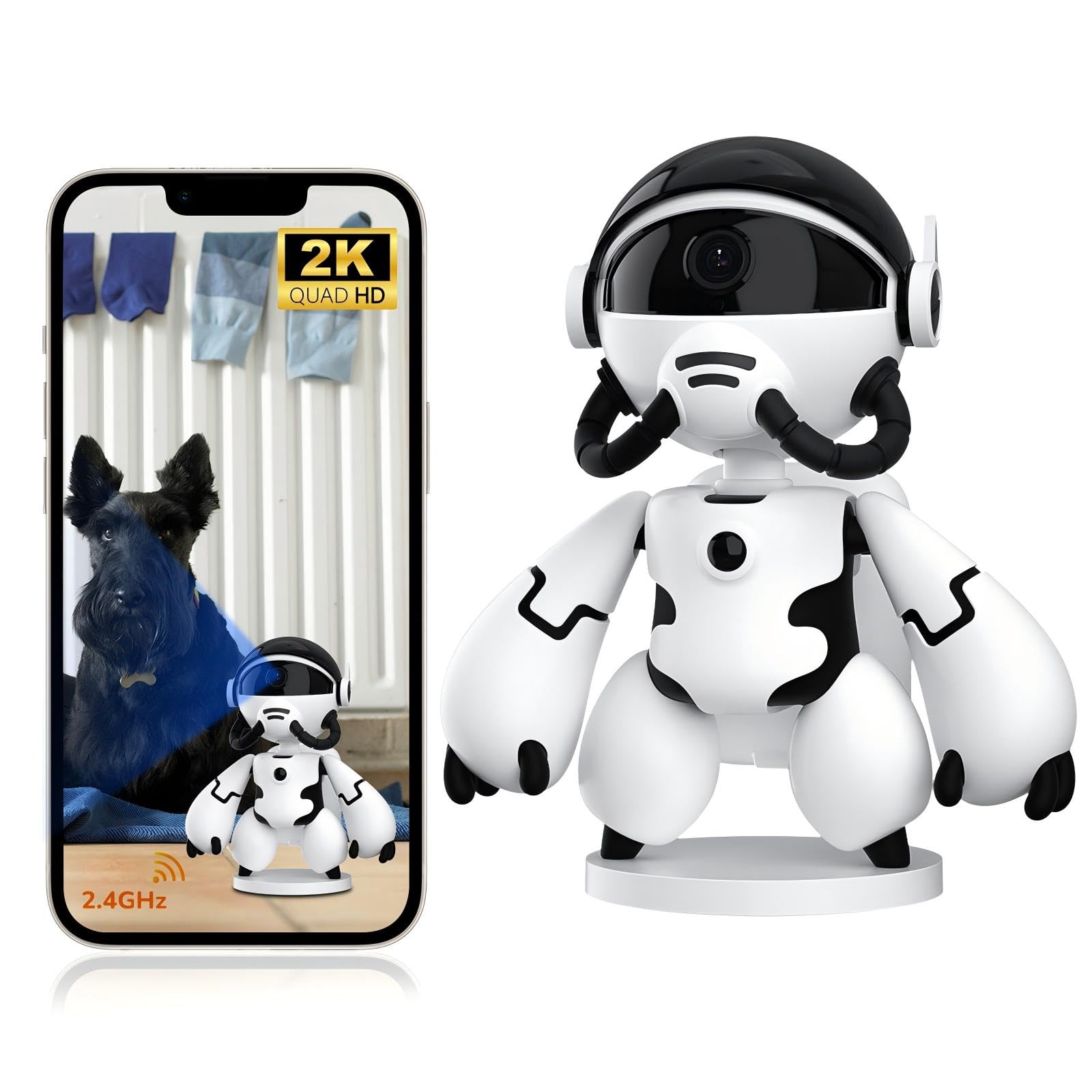 Photo 1 of 2K Hidden Camera Robot, 2.4G WiFi Security Indoor Robot Camera for Baby/Pet/Nanny, Long Battery Life, Two Way Audio, Night Vision, Battery Operated, PIR Motion Detection, Cloud & TF Card Storage
