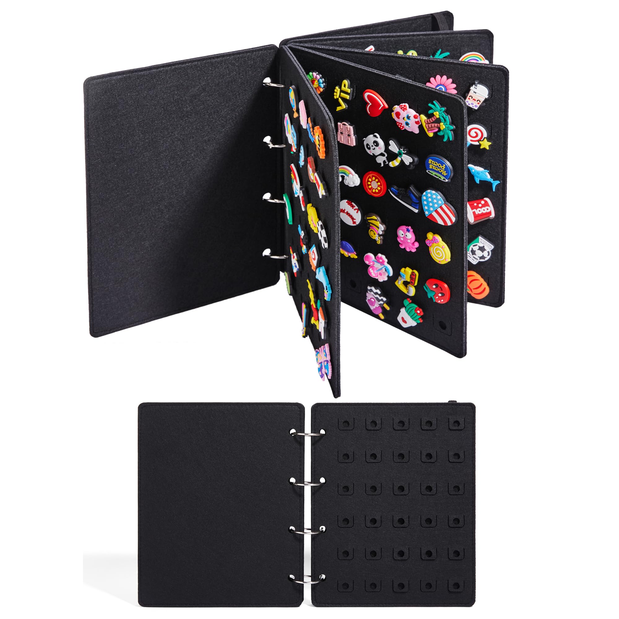 HUHYNN Shoe Charms Organizer - Flip-page Holder for Croc with 120 Holes for Charms Storage and Display