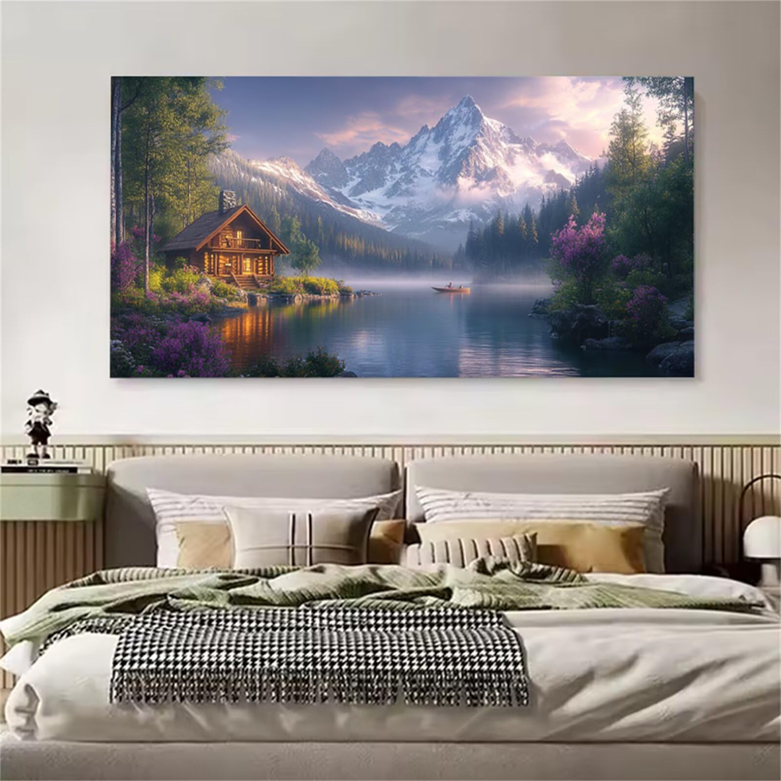Diamond Painting Landschaft, Diamond Painting Erwachsene Groß XXL mit Leinwand 60 x 120 CM, Diamant Paintings Bilder Kabine Muster, Eckige Steine DIY Bastelset für Zimmer Wanddeko, Geschenke L1-660