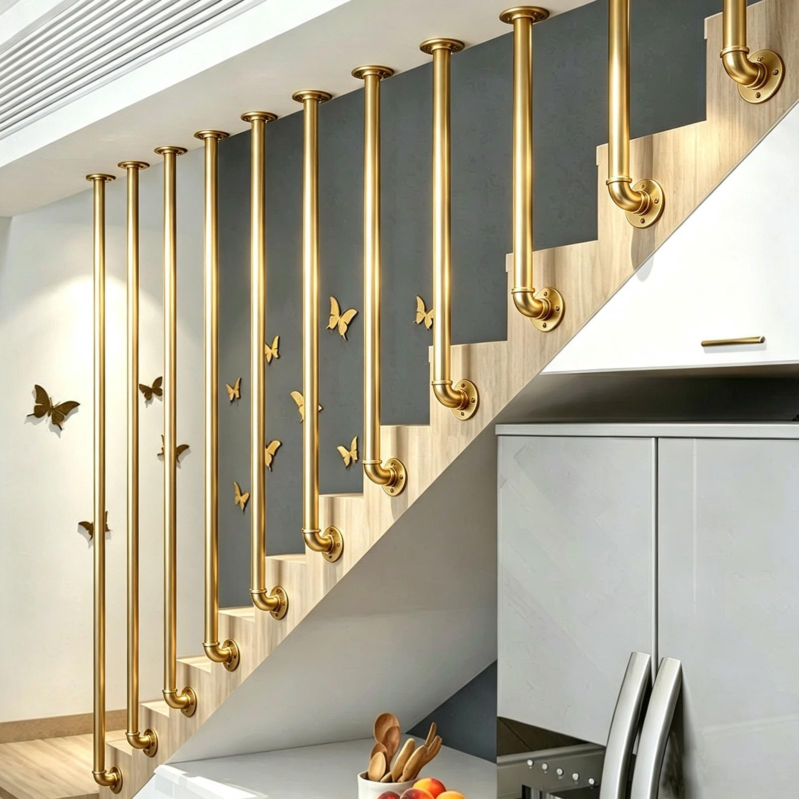 Wytrzymały metalowy słupek balustradowy kolumny działowe z kutego żelaza do korytarza na ogrodowym montowane z boku poręcze przejściowe do schodów i werand w budynkach mieszkalnych(60cm)