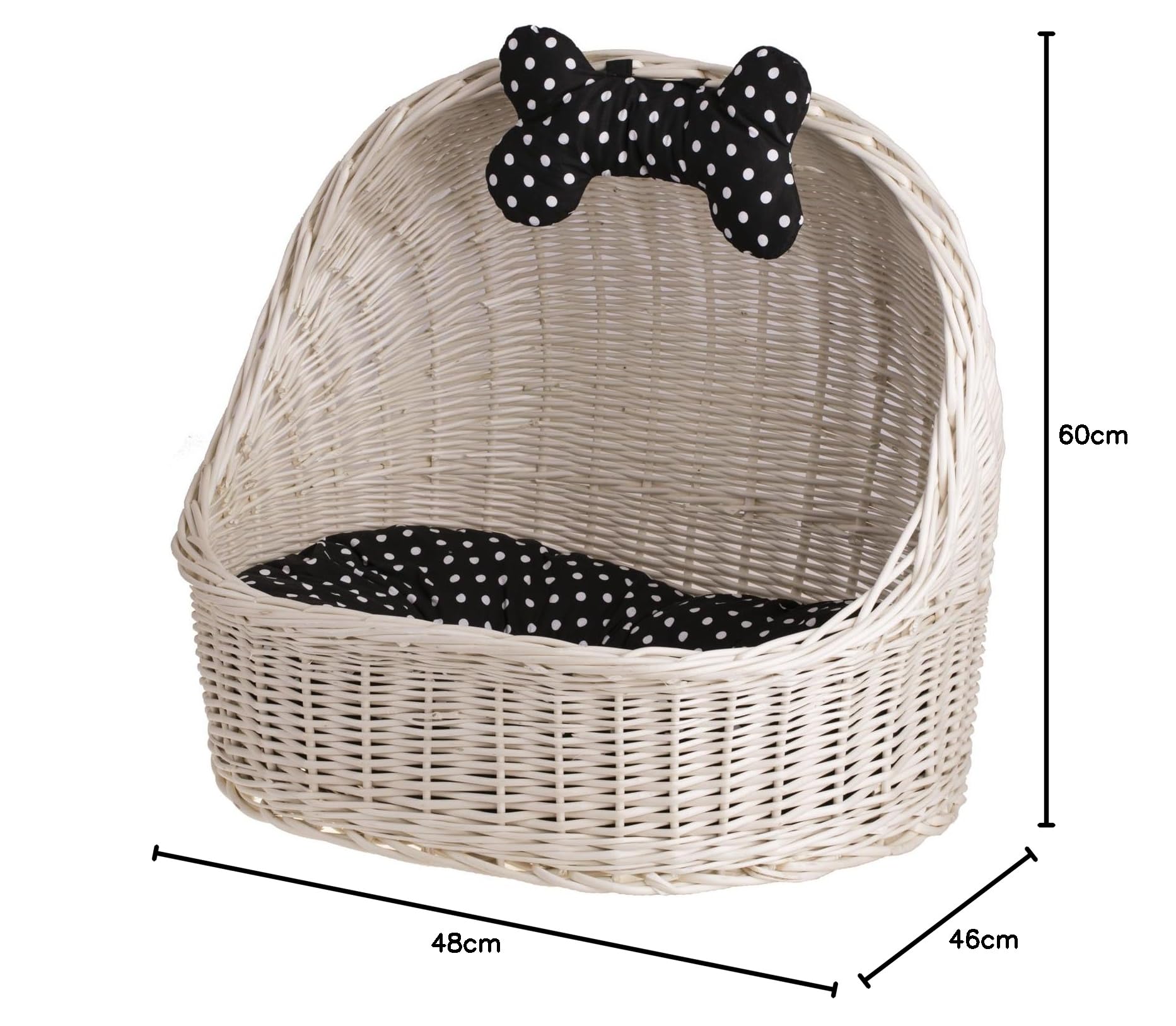 Katzenkorb 497 Cestino per Cani e Gatti in Vimini, Crema_Beige, 60 x 46 x 48 cm