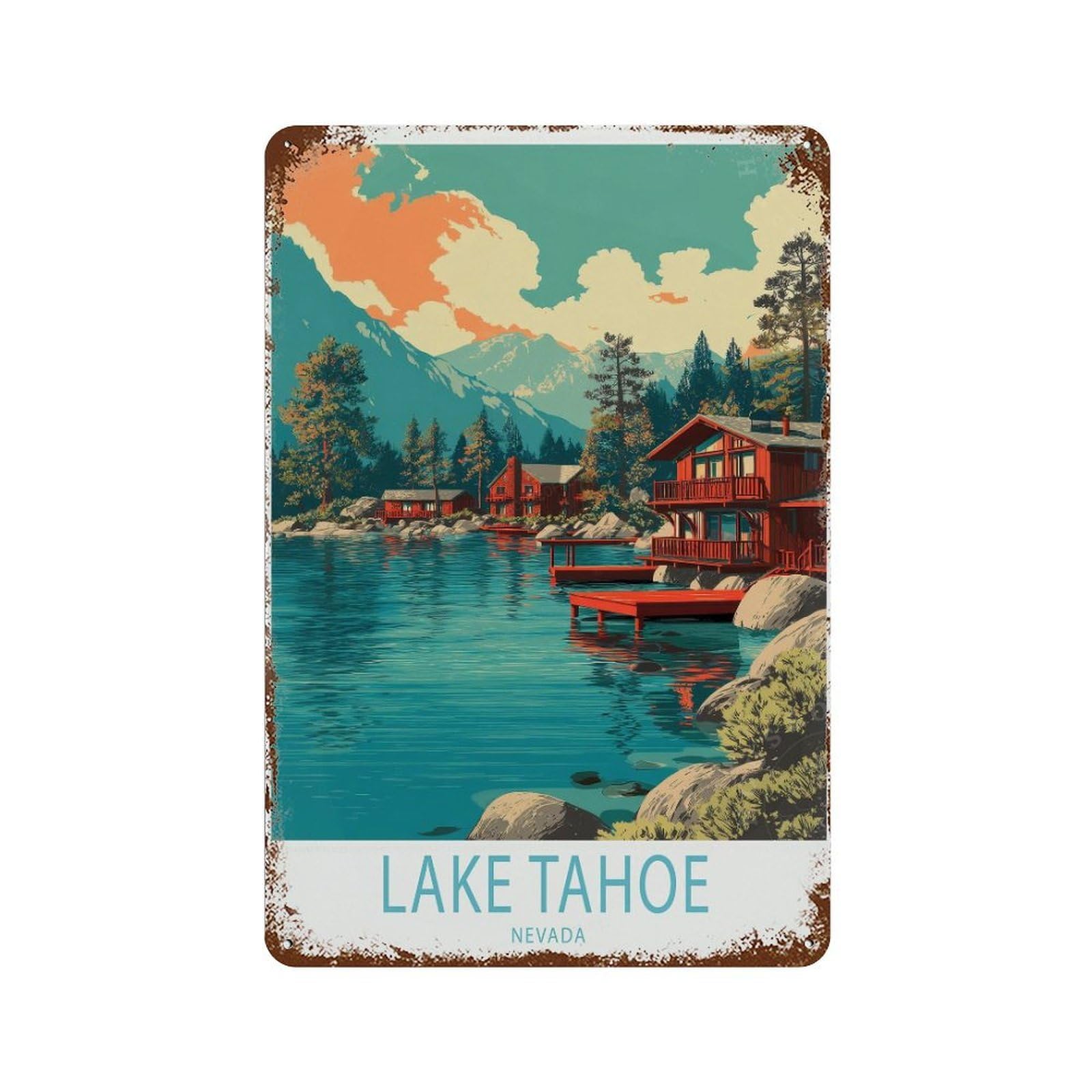 xiaoxiaoshen Lake Tahoe Nevada Travel, Wedding Present (2) Wall Decor Art Metal Tin Poster Modern Home Decor Art Home Bar Shop Decorations Vintage Sign 30x20cm