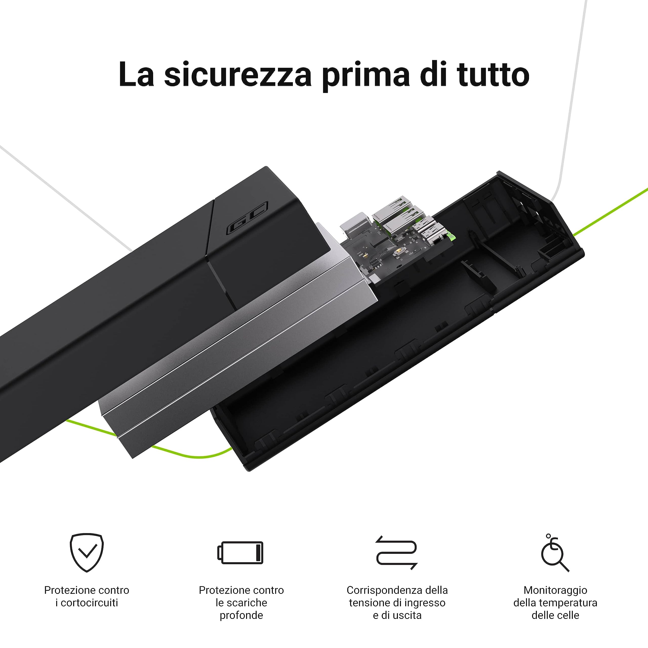 Green Cell Power Bank GC PowerPlay20 20000mAh | 4-Porte Batteria Esterna con 2x USB-C 18W Power Delivery e 2x USB Quick Charge 3.0 Powerbank per iPhone, iPad, Samsung, Switch, Smartphone, Tablet ecc.