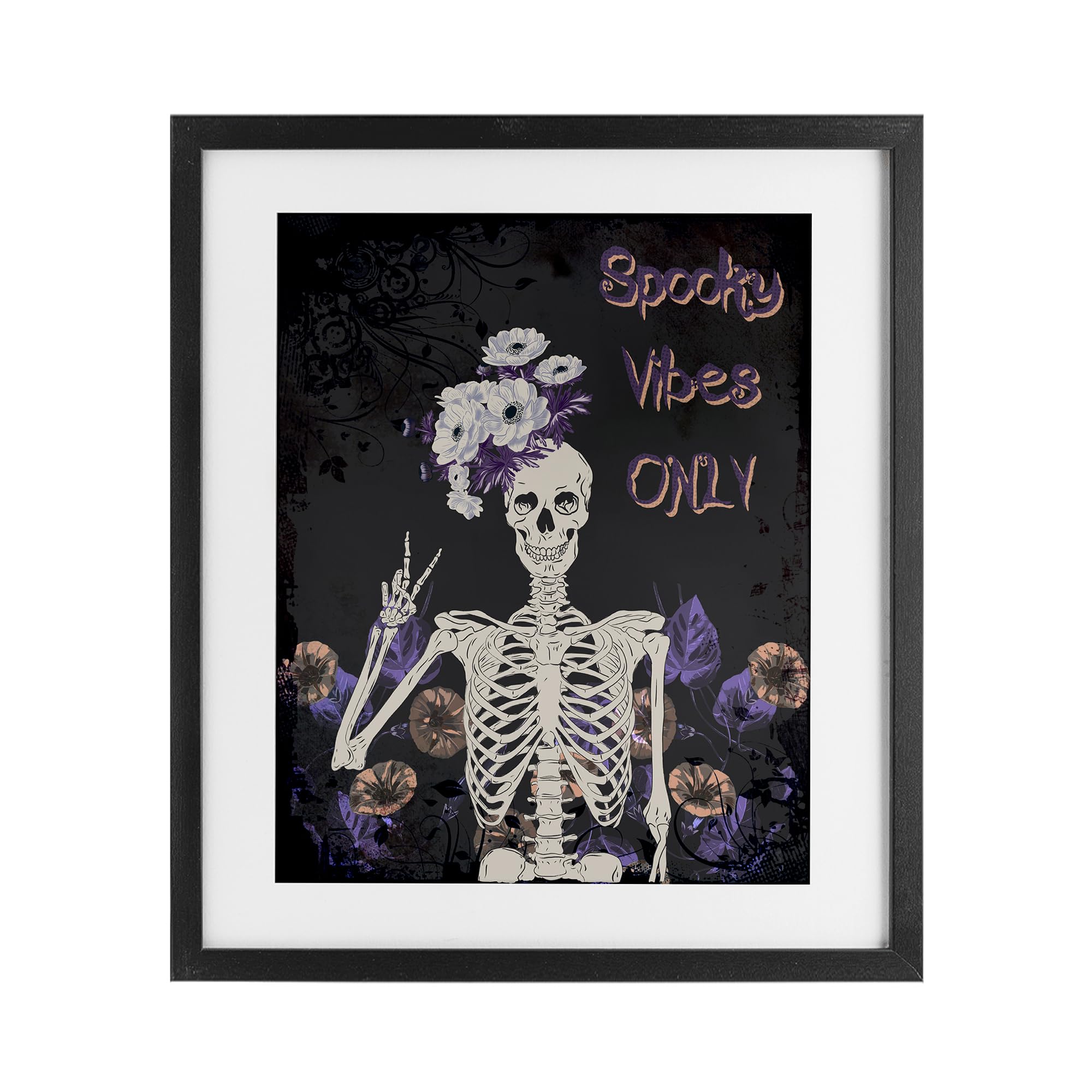 Stupell Industries Spooky Vibes Only Skeleton Birch Framed Print Under Glass, design by Radhika Modi, 16 x 13