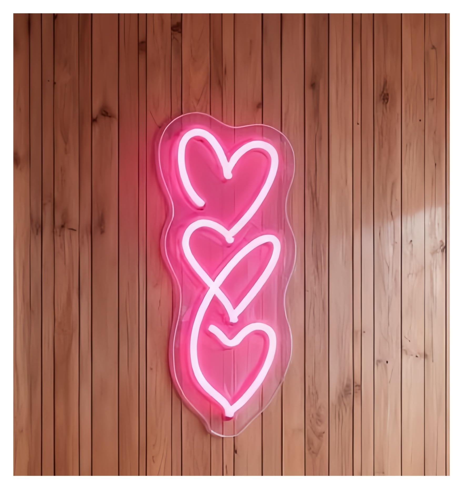 Rongch Rose Red Hanging Art Signs Heart Neon Sign Love Bedroom Home Decor Storefront Window Display Business Entrance 45Cm(Rose Red)