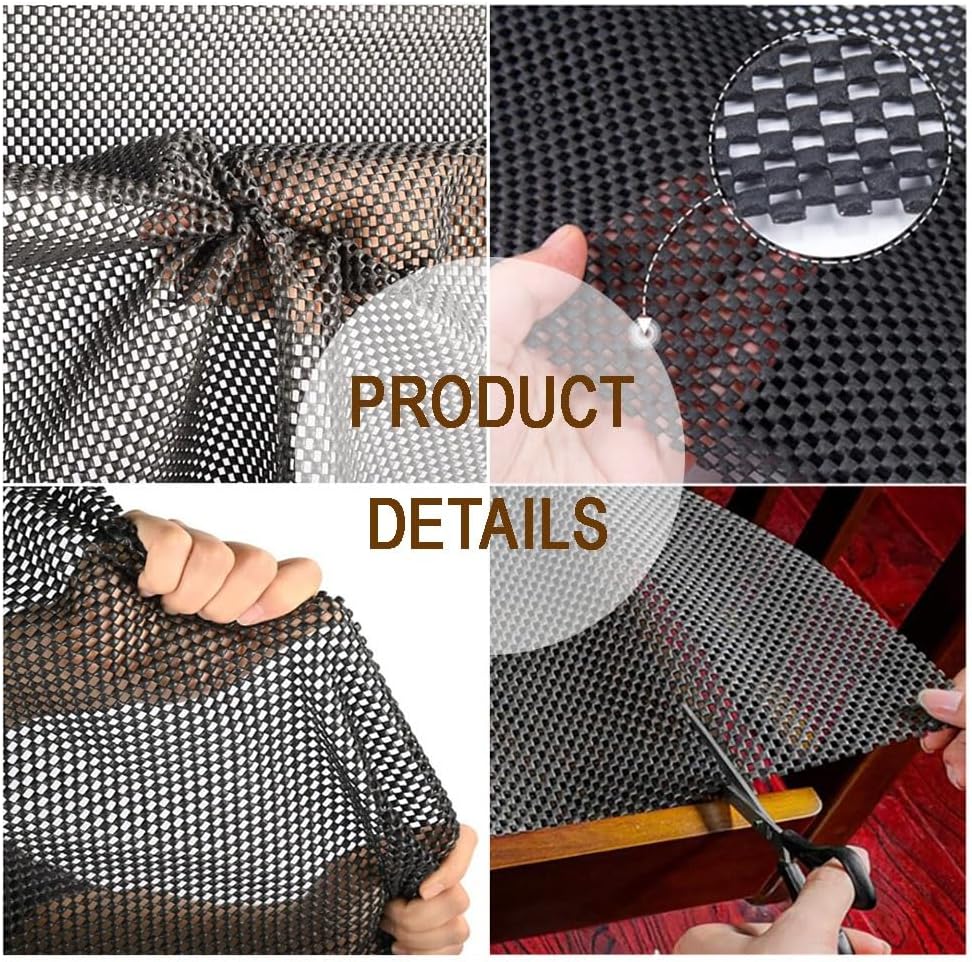 GZHERVICES Non Slip Rug Pad, PVC Multipurpose Non-Slip Mat Cuttable Antislippery Mat Cabinet and Drawer Organization Shelf Liner for Smooth Hard Wooden Floors (Color : Black, Size : 1.2x50m)