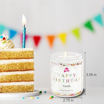 Lihome Happy Birthday Candle, Birthday Gifts for Women, Vanilla Soy Candles | Natural soy wax, vanilla scent, birthday decor, unique gift ideas for women, moms, sisters, best friends, teachers, coworkers