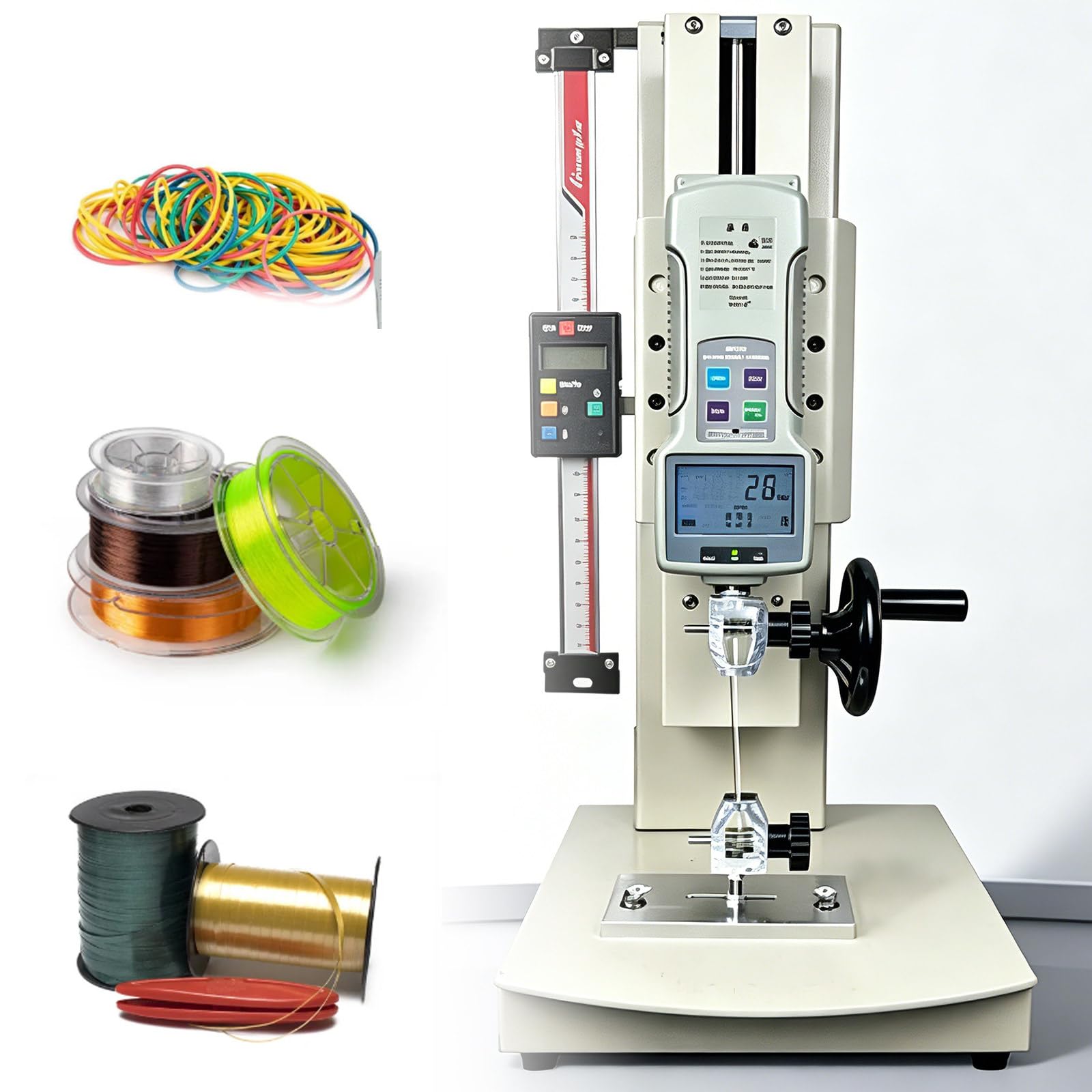 Osnzyc Digital Force Test Bench, 10-2000N Manual Tensile Pressure Tester with 5 Probes, Travel 300mm, Can Store 999 Sets Of Data, for Laboratory Tensile Testing WithRuler-20N