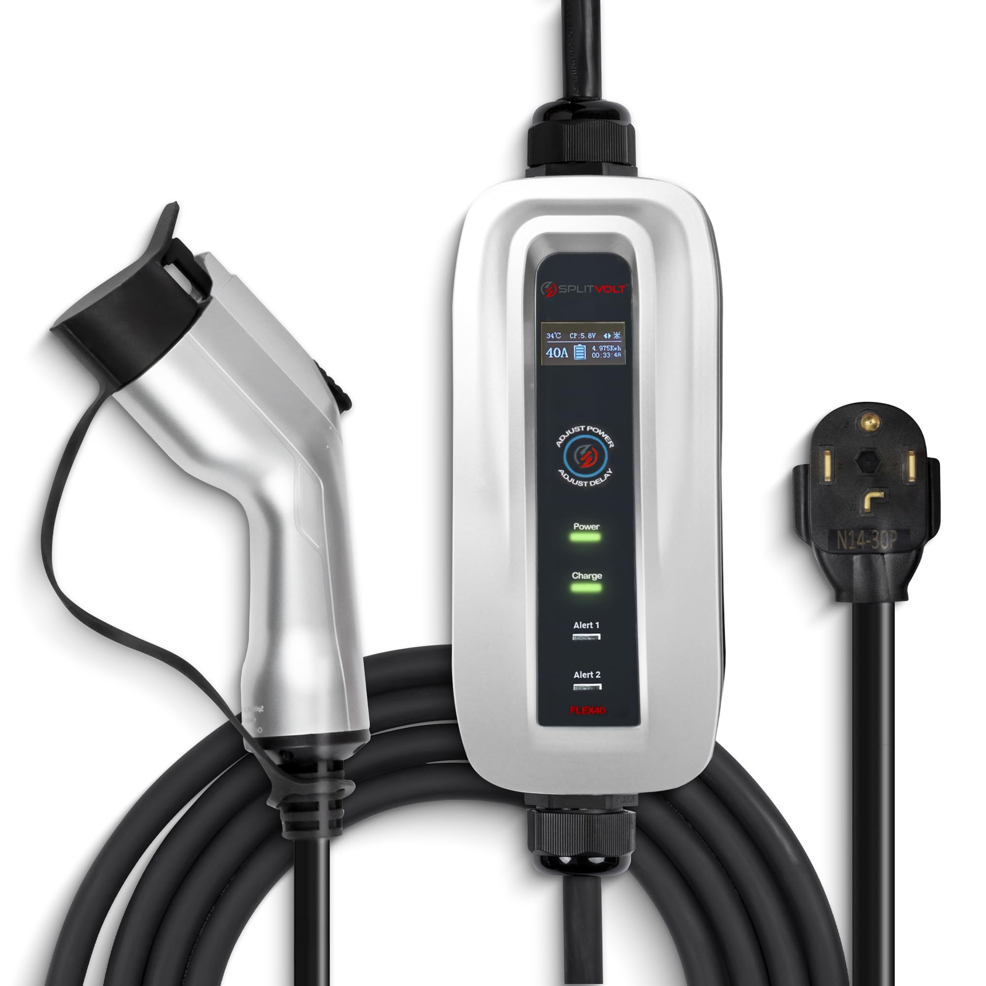 充電器 Amazon | Splitvolt NEMA 14-30、レベル2 EV充電器、24アンペア、220
