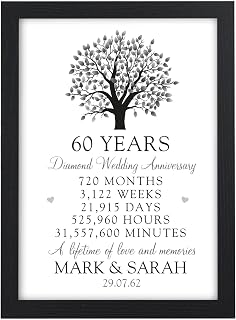 60th Wedding Anniversary Gift for Parents Grandparents, Personalised 60th Anniversary Print, 60 Years Marriage Anniversary, Diamond Wedding Anniversary Mum Dad