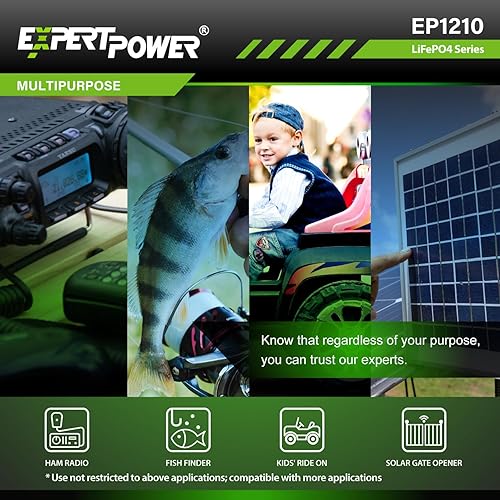 Miniatura 3 de ExpertPower Paquete de 10 baterías recargables de ciclo profundo LiFePO4 de litio de 12 V 10 Ah  2500-7000 ciclos de vida y 10 años de vida útil