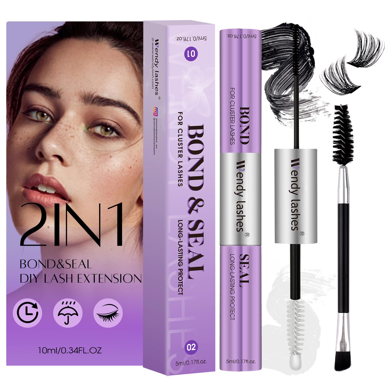 Pegamento Pestañas Postizas Lash Bond y Seal para Pestañas Cluster Lash Glue Pegamento de Pestañas Negro para Extensiones de Pestañas Pelo a Pelo DIY Lashes Extension