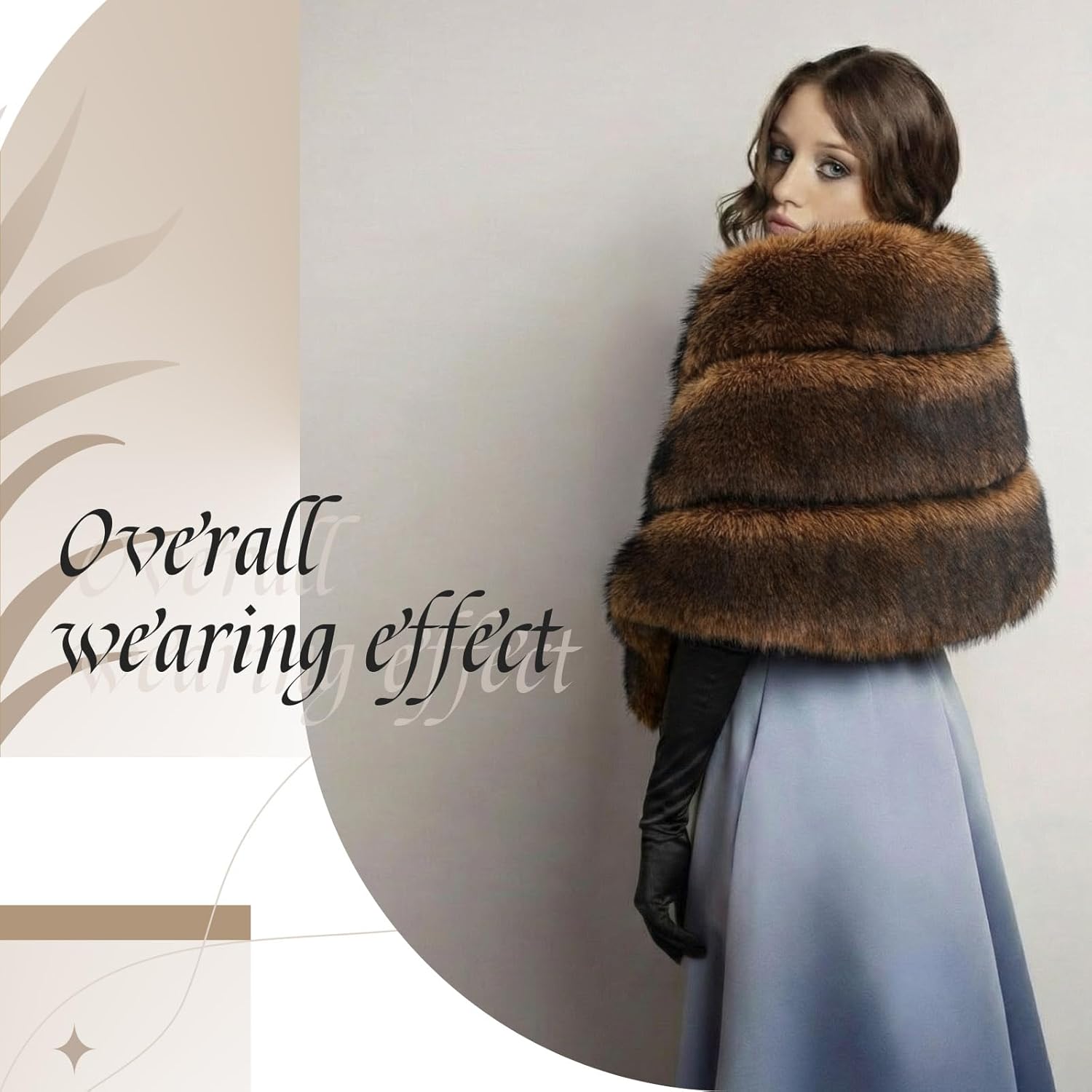 Zhanmai 2 Pcs Winter Long Shawl Cloak Stretchy Glove Opera Bridal Dance Gloves for Women Dress Party Coat