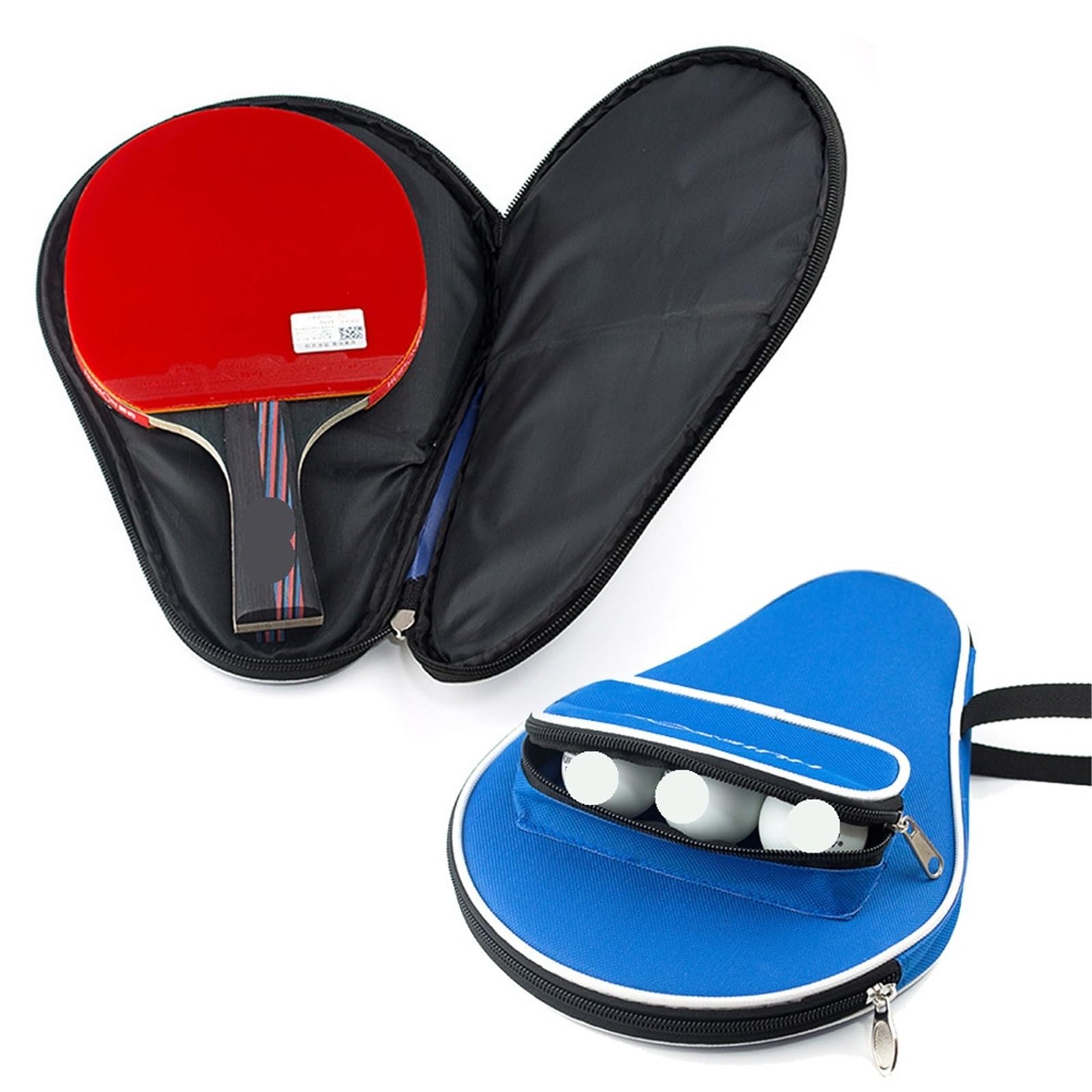 Tischtennisschlägertasche Tischtennisschläger Schläger Tasche Oxford Tuch Schwamm Ping Pong Fall mit Bälle Tasche Sport Trainingsausrüstung Doppelter Tischtennissack(Blue)