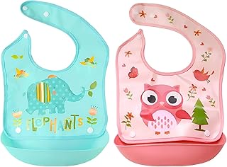 مريلة سهلة التنظيف - مادة السيليكون تجعل وقت التغذية خاليًا من الفوضى، مثالية للأطفال والأطفال الصغار