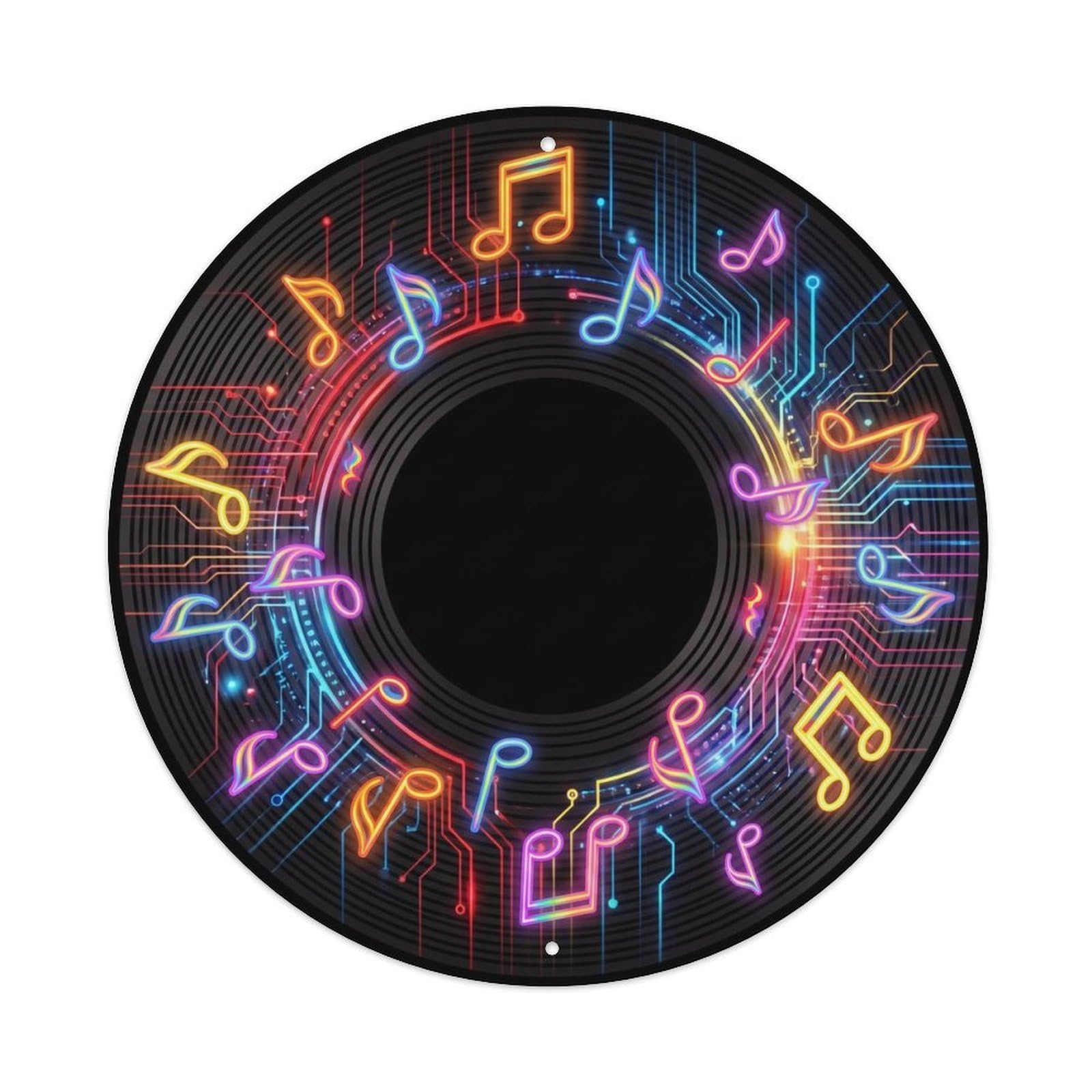 Colorful Music Vinyl Records Tech Bright Circuit Metal Tin Sign