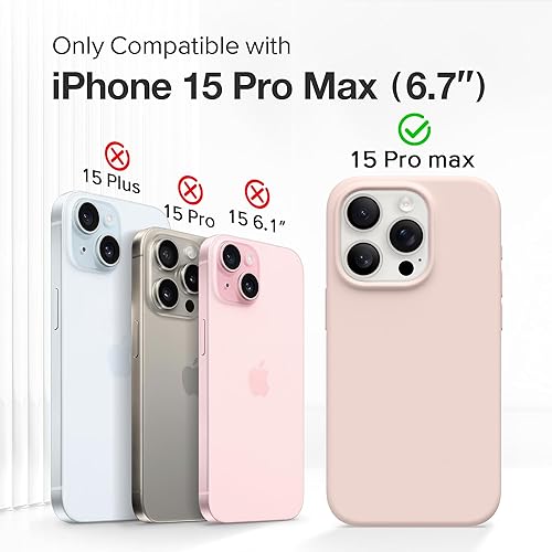 Miniatura 2 de GONEZ Funda de silicona para iPhone 15 Pro Max, compatible con Magsafe, 2 protectores de cámara + 2 protectores de pantalla, forro de microfibra