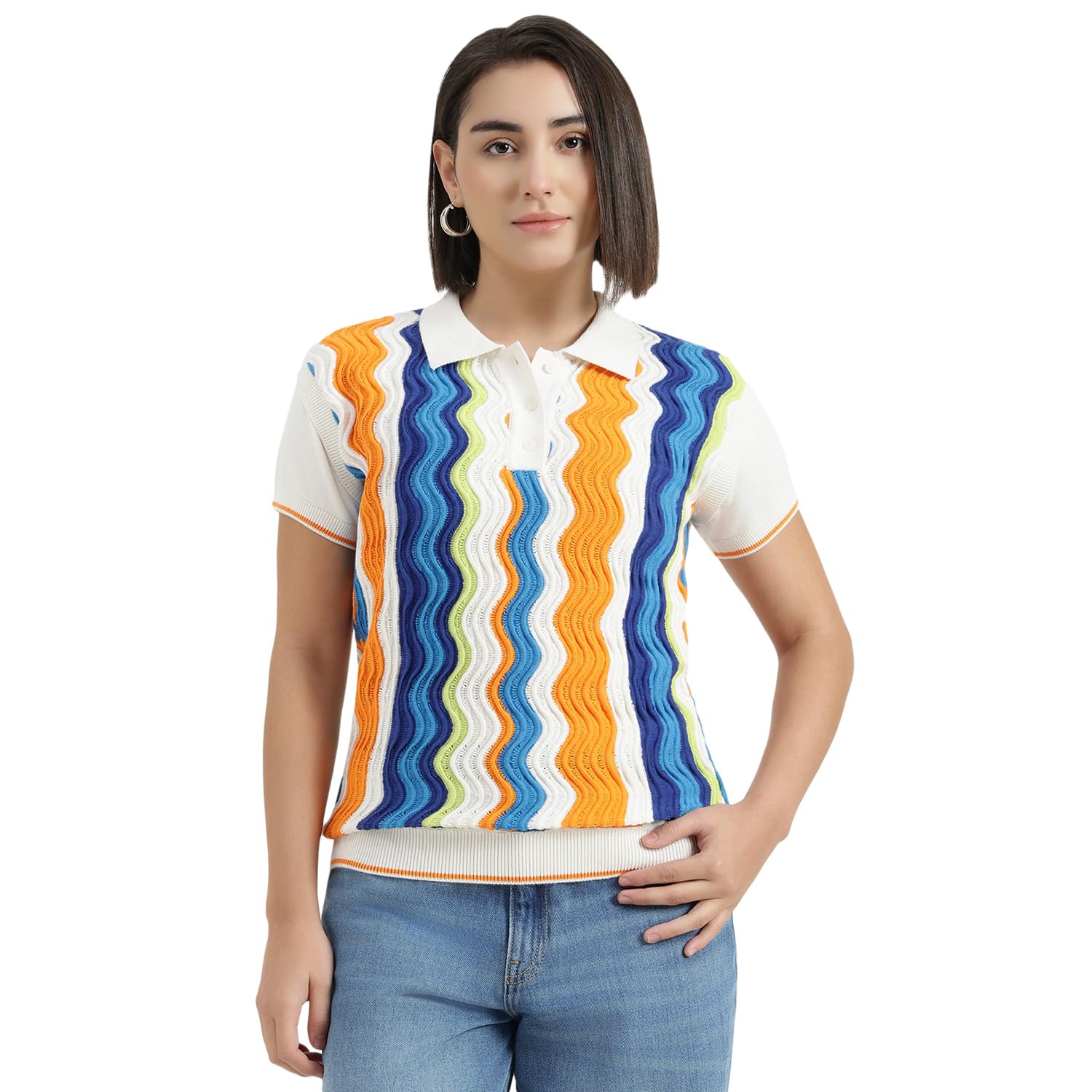 united colors of benetton Polo Neck Chevron T-Shirt - 26P1094E109IG901-picture-21