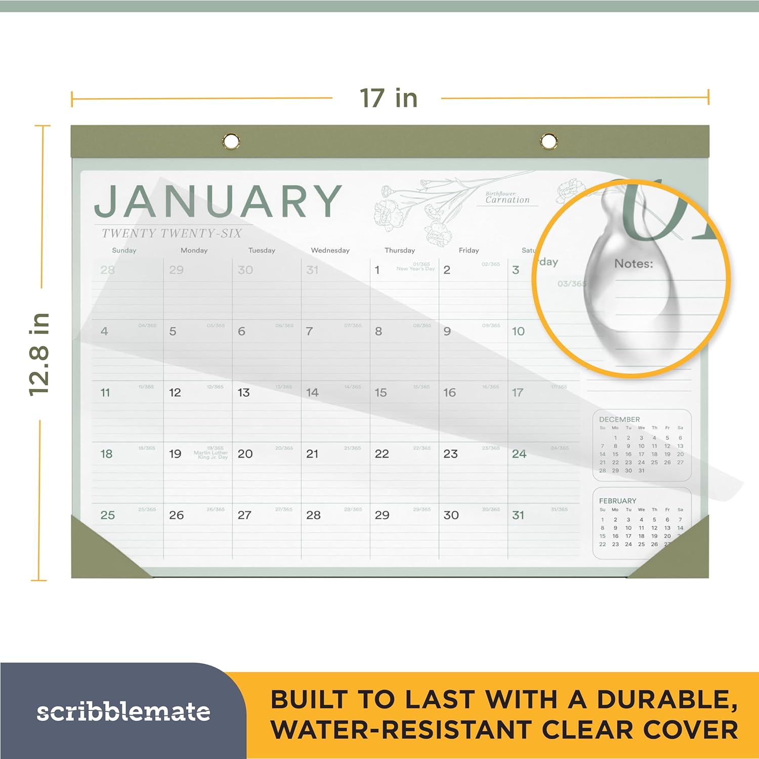 2026 Desk Calendar 17x12 Bulk Runs Until June 2027 Work Calendar with To-do List & Notes 18 Months With Plastic Cover Table Calendar 2026-2027 Desk Calendar With Protective Cover Bulk Planner for Home School Office (Light Green, 6 Pack)