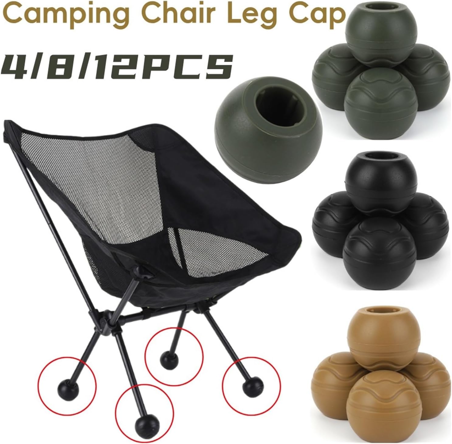 4Pcs Stabilizing Rubber Ball Feet Shock Absorption Outdoor Chair Leg Tips Cap Moon Foot Cover(Dark Green)