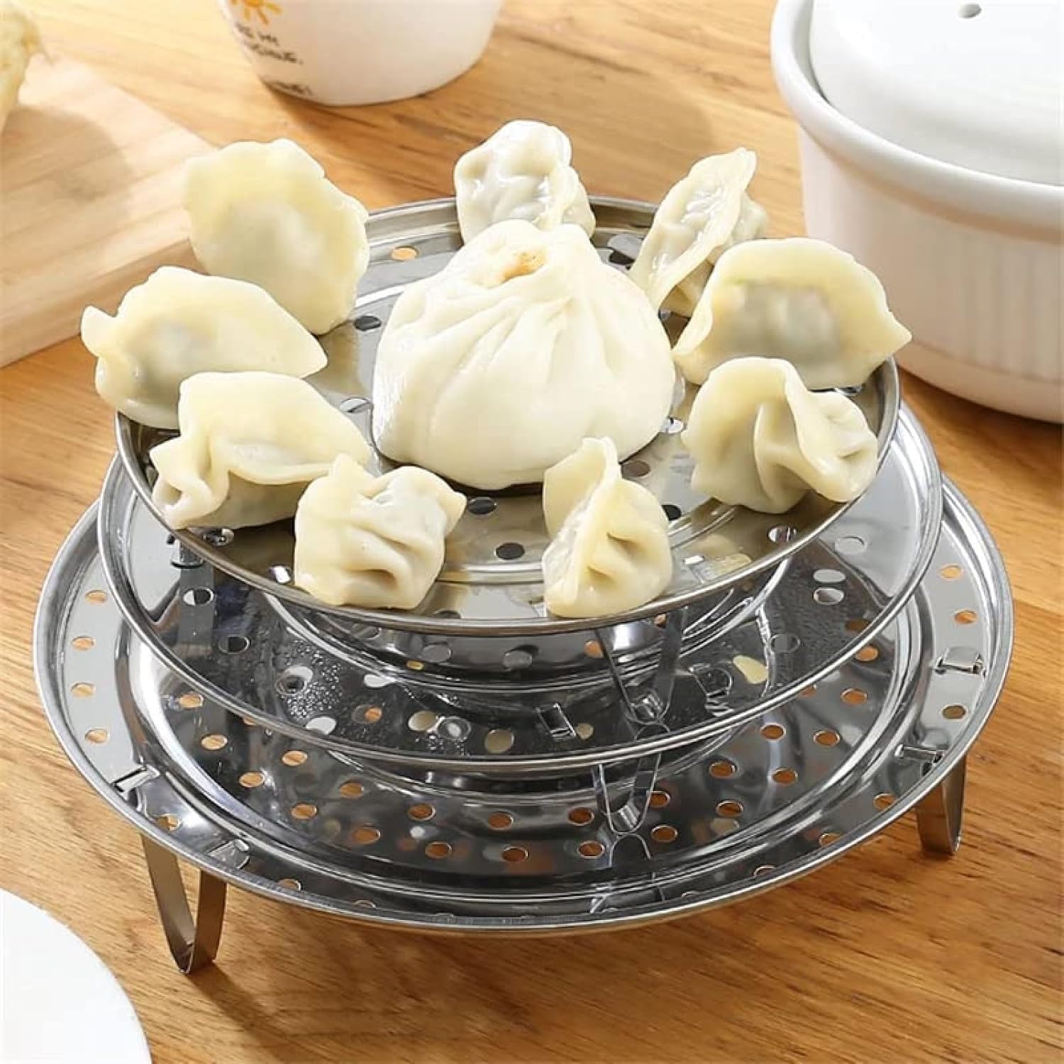 5 Pièces Grille à Vapeur Ronde,Grille Vapeur Verticale,Grille à Vapeur, Support à Vapeur En Acier Inoxydable,Convient Aux Cuisines Domestiques Avec Pince à Grill.(18/20/22/24/26 Cm