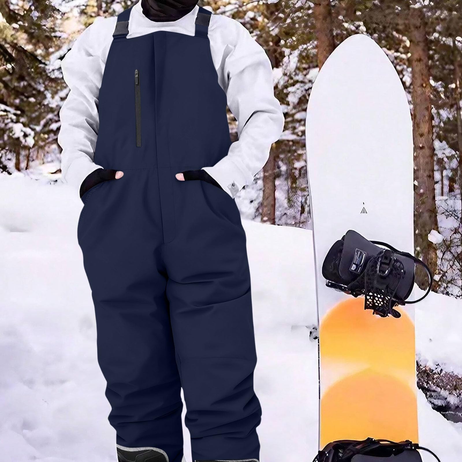 AACH Skihose Herren mit Träger Snowboardhose Wasserdicht Ski Latzhose Winddicht Atmungsaktiv Outdoorhose Winter Sport Wanderhose Thermo Einfarbig Schneehose Skifahren Cargohose Skioverall