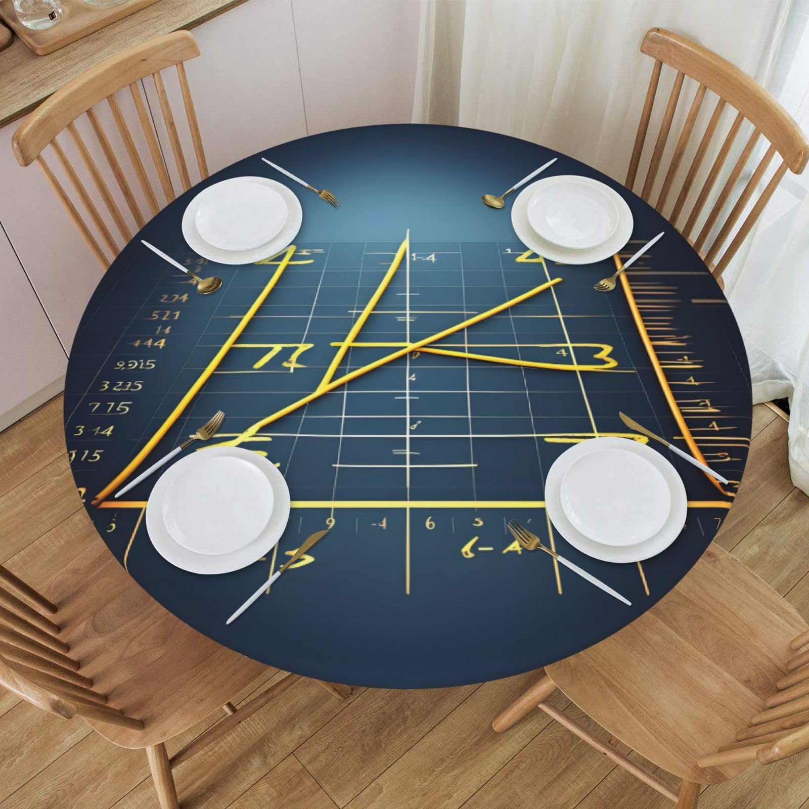 Amazon.com: KoNsev Math Formula Yellow Round Tablecloth with