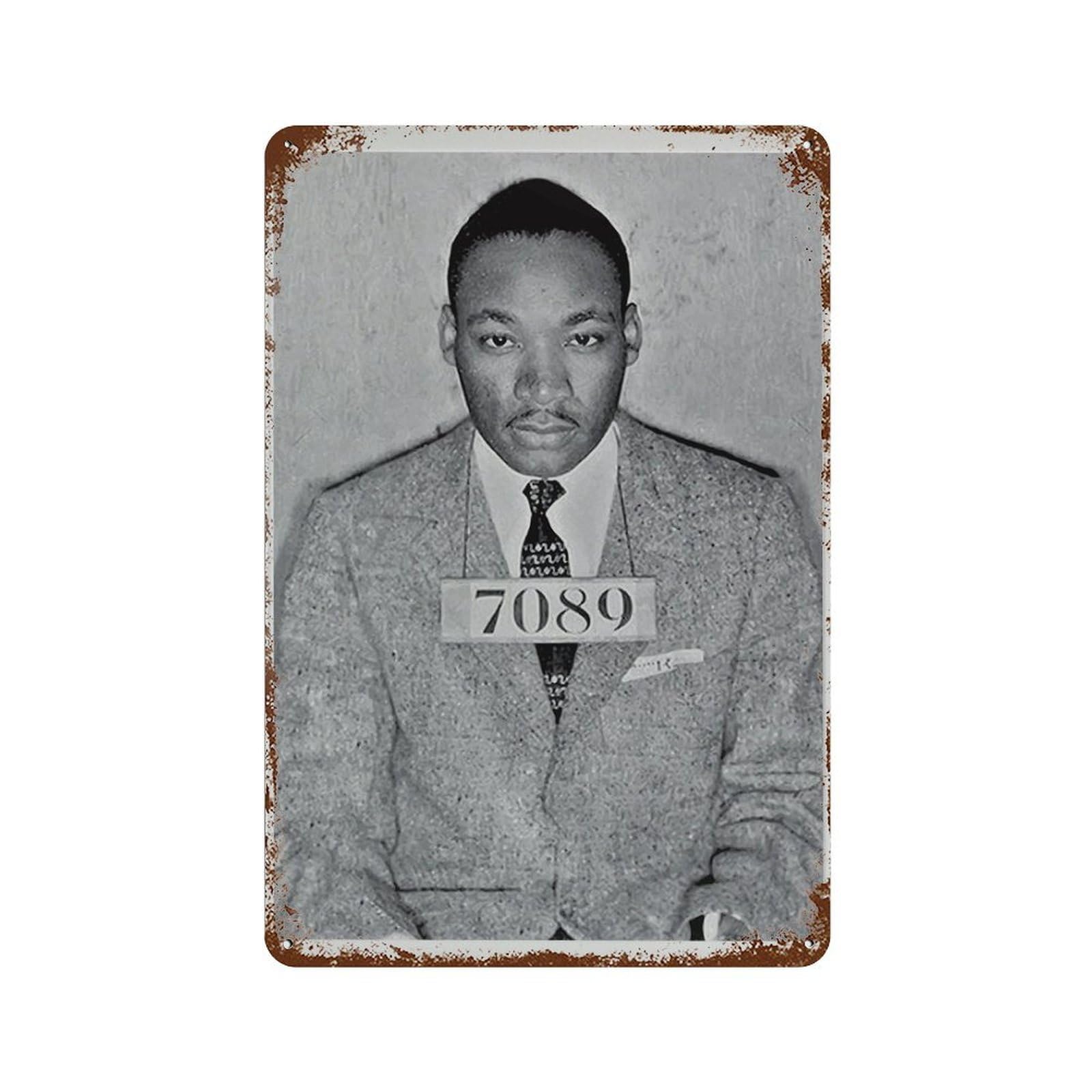xiaoxiaoshen Min Luther King Jr Mugshot Poster， Civil Rights Wall Decor Art Metal Tin Poster Modern Home Decor Art Home Bar Shop Decorations Vintage Sign 30x20cm
