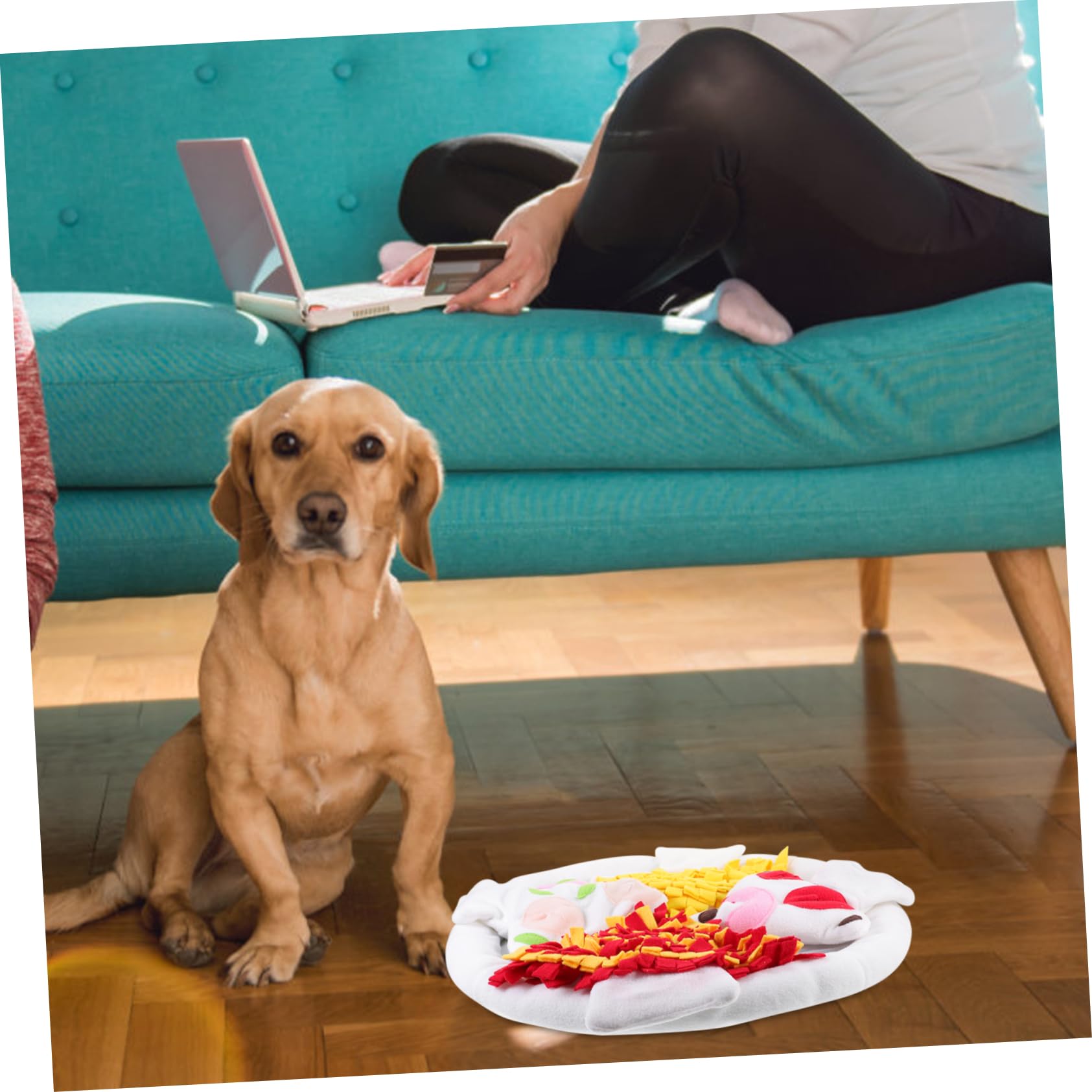 Sosoport Tappetino Olfattivo per Cani Forma Pizza per Allenamento Alimentazione Graduale in Fleece Polare