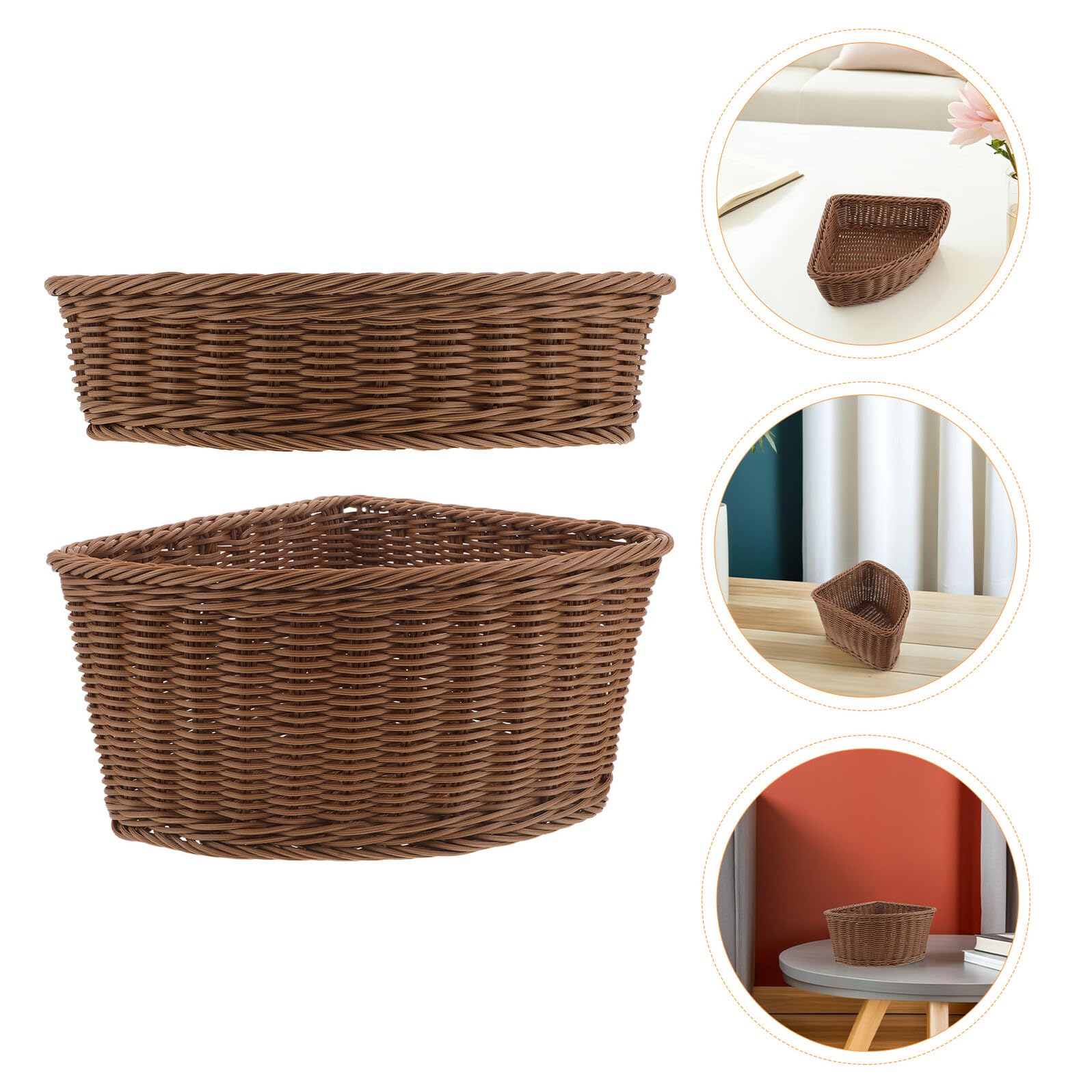 Cabilock Cesta de Almacenamiento en Forma de Abanico para Esquinas Juego de 2 Piezas de Plástico Imitación Ratán Tamaños 245X85 CM y 295X21 CM Organizador Multiusos para Cocina Baño