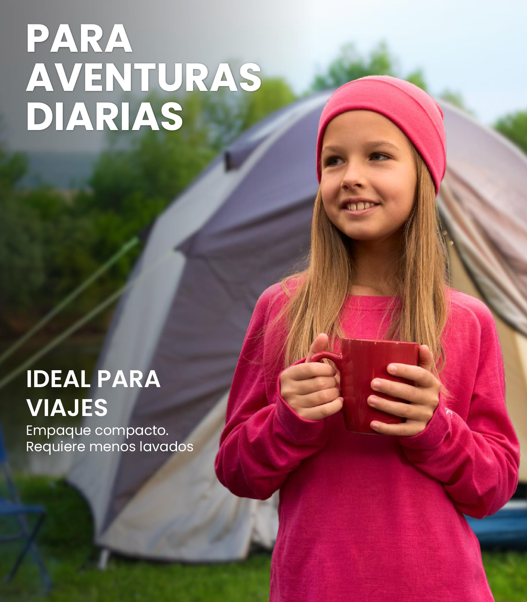 Merino.tech Conjunto Lana Merino Niños - Ropa Térmica Camisa Pantalones Gorro