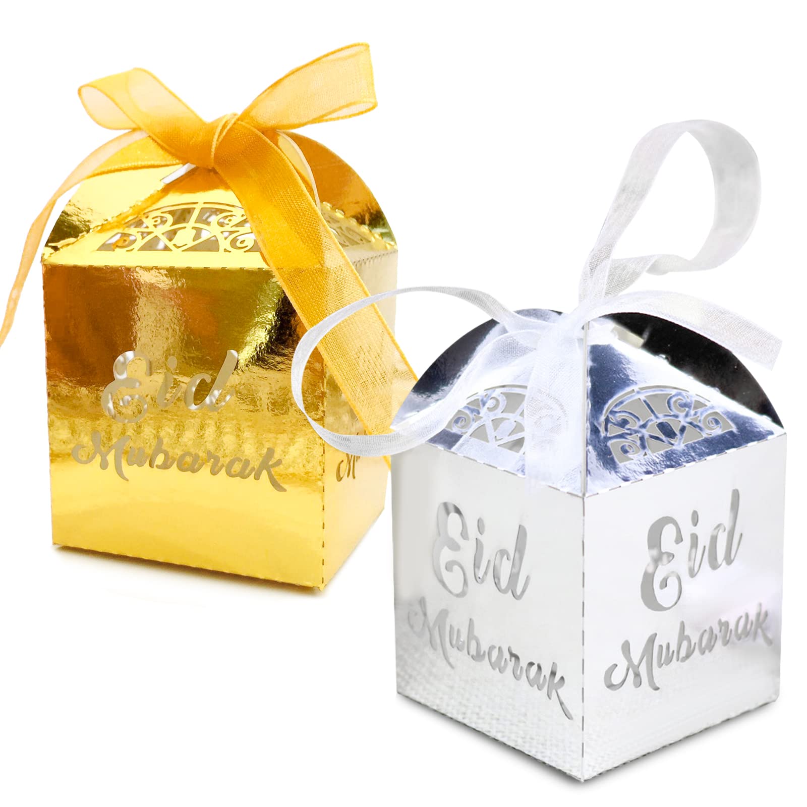 30pcs Eid Mubarak Candy Gift Box Ramadan Treat Goodie Boxes Snack Sugar Chocolate Bags Party Favors Decorations Supplies for Home Durable Paper