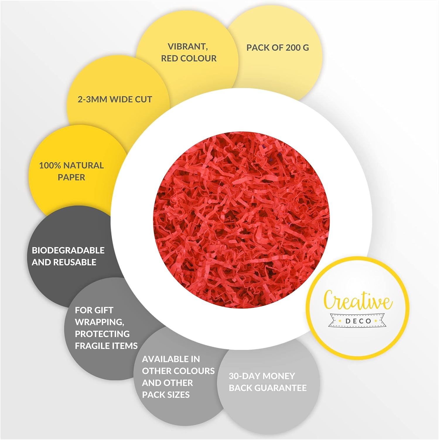 Creative Deco 200g Red Kraft Shredded Tissue Paper, 200 g (Pack of 1) - Image 4