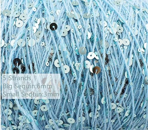 Miniatura 2 de Hilo de algodón de lentejuelas brillantes de 153 yardas, hilo brillante de ganchillo para diadema, gorro, tejer, suéter, tejido, puntada de