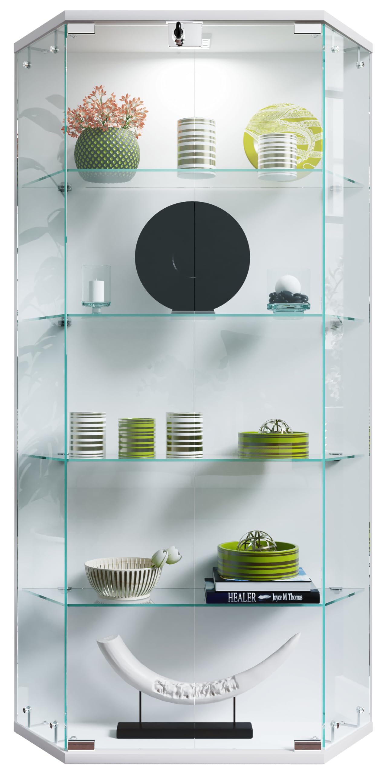 VCM Wandvitrine 83x17x114 cm 2 Türen 5 Fächer Holzwerkstoff Glas Büro
