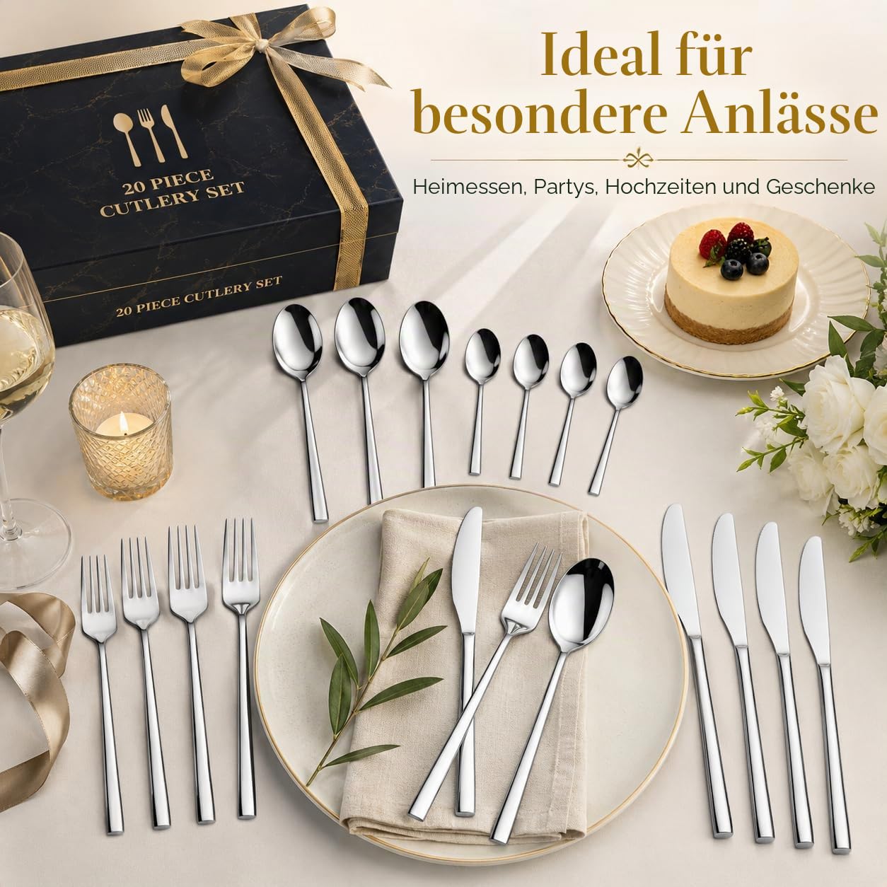 EXZACT 20 tlg geschmiedet Besteckset Edelstahl Besteck Essen für 4 Personen