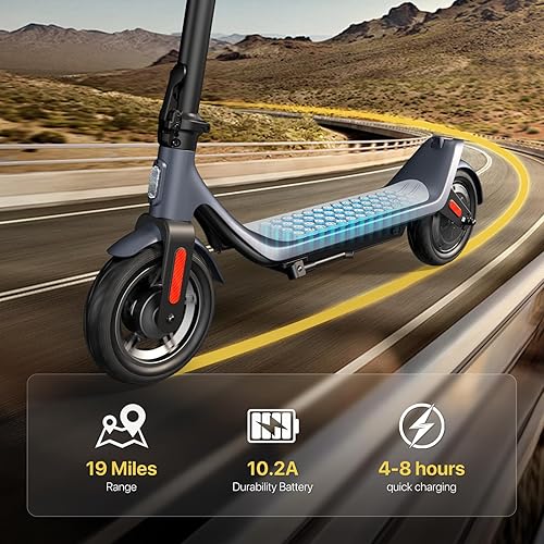 Miniatura 2 de MEGAWHEELS Patinete eléctrico, scooter eléctrico para adultos, neumáticos de 10 pulgadas, motor de 350 W, rango de 19 millas, scooter E con control